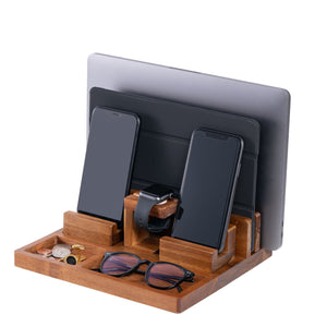Wooden Phone Docking Station/Bedside Nightstand Organizer for Multiple Devices