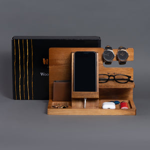 Wooden Phone Docking Station/Bedside Nightstand Organizer
