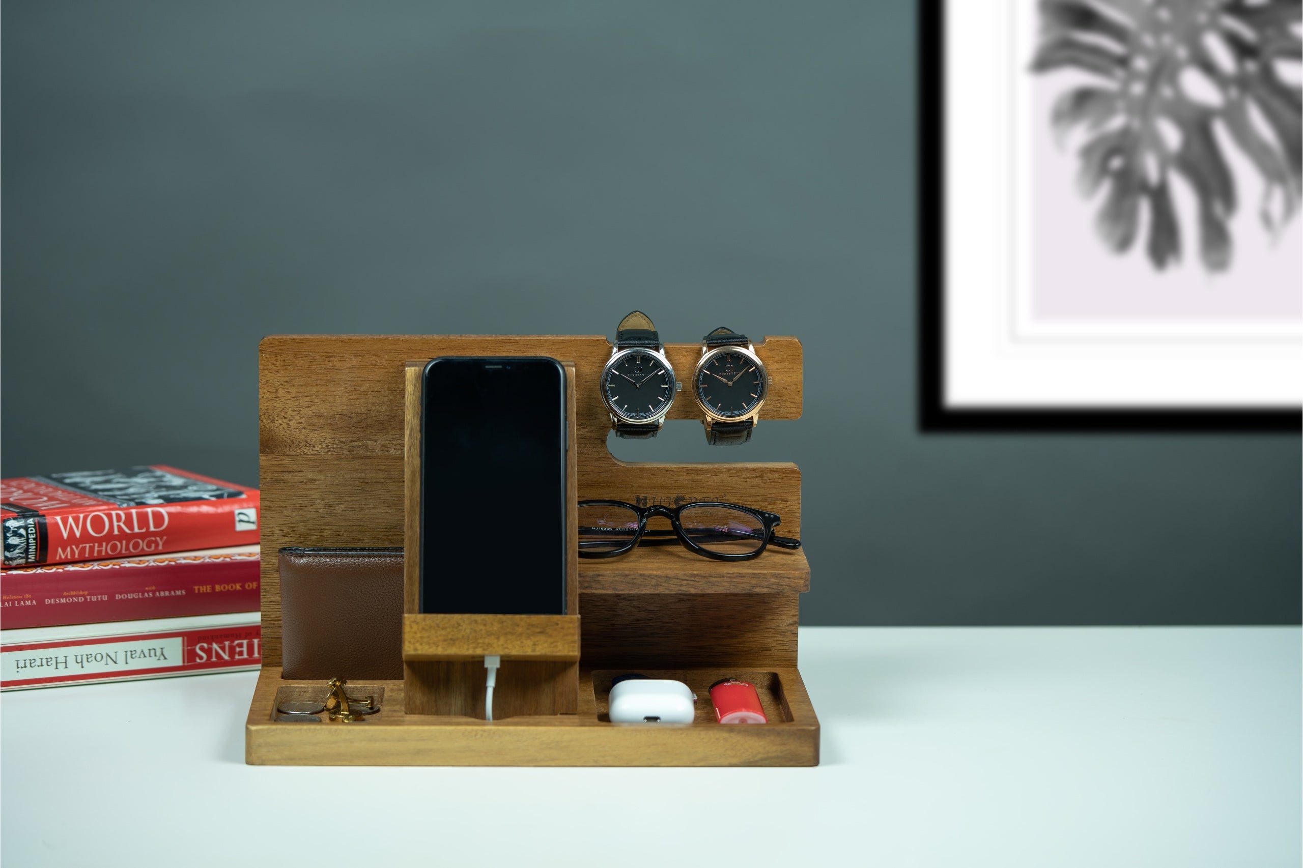 Wooden Phone Docking Station/Bedside Nightstand Organizer